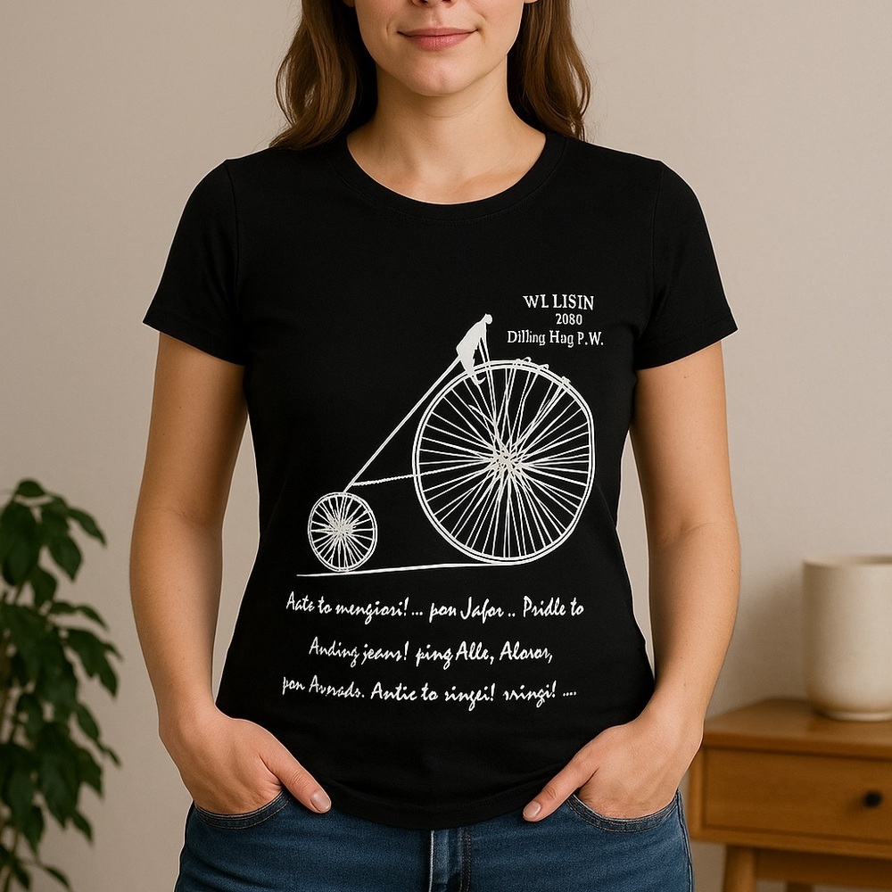 Bicycle Print Women’s  Short Sleeve Black T-shirt Size M